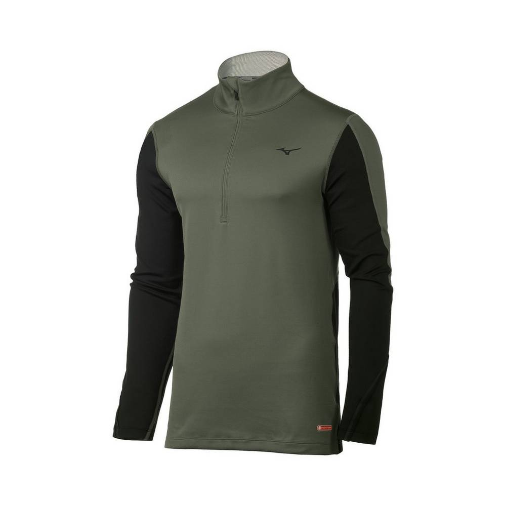 Mizuno Breath Thermo® Half Zip - Erkek Base Layer - Yeşil/Siyah Türkiye (SZURCD-934)